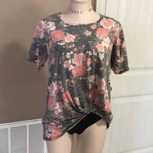 Rose print short sleeve top